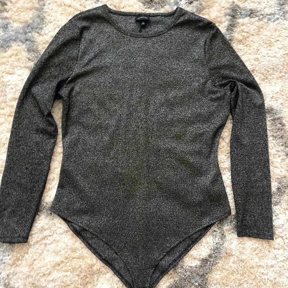 Long sleeve black glitter bodysuit